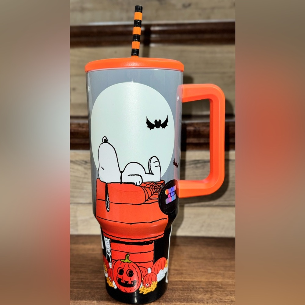 😘 Peanuts SNOOPY HALLOWEEN 40oz Double Wall Stainless Steel Tumbler with Straw